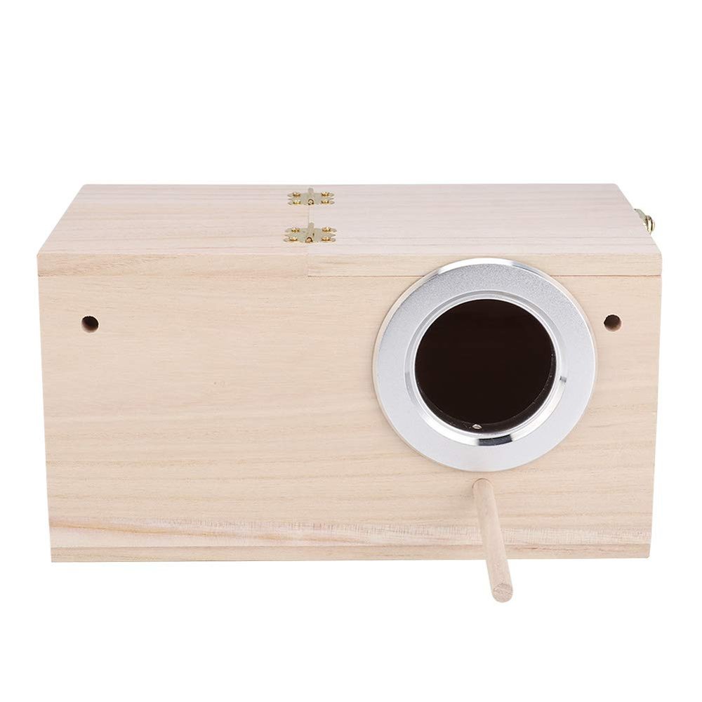KIMISS Wooden Bird Nesting Box for Budgerigars and Cockatiels, 13 x 13 x 24.5 cm