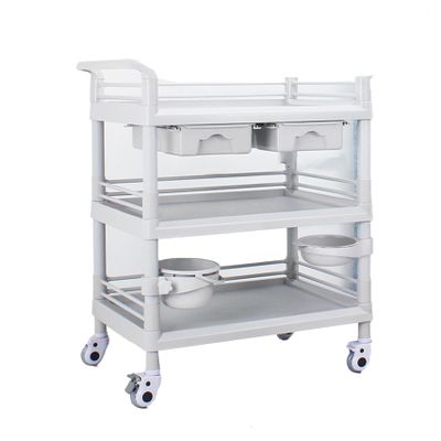 Beauty Salon Rolling Cart with Two Drawers and Organizer Shelves