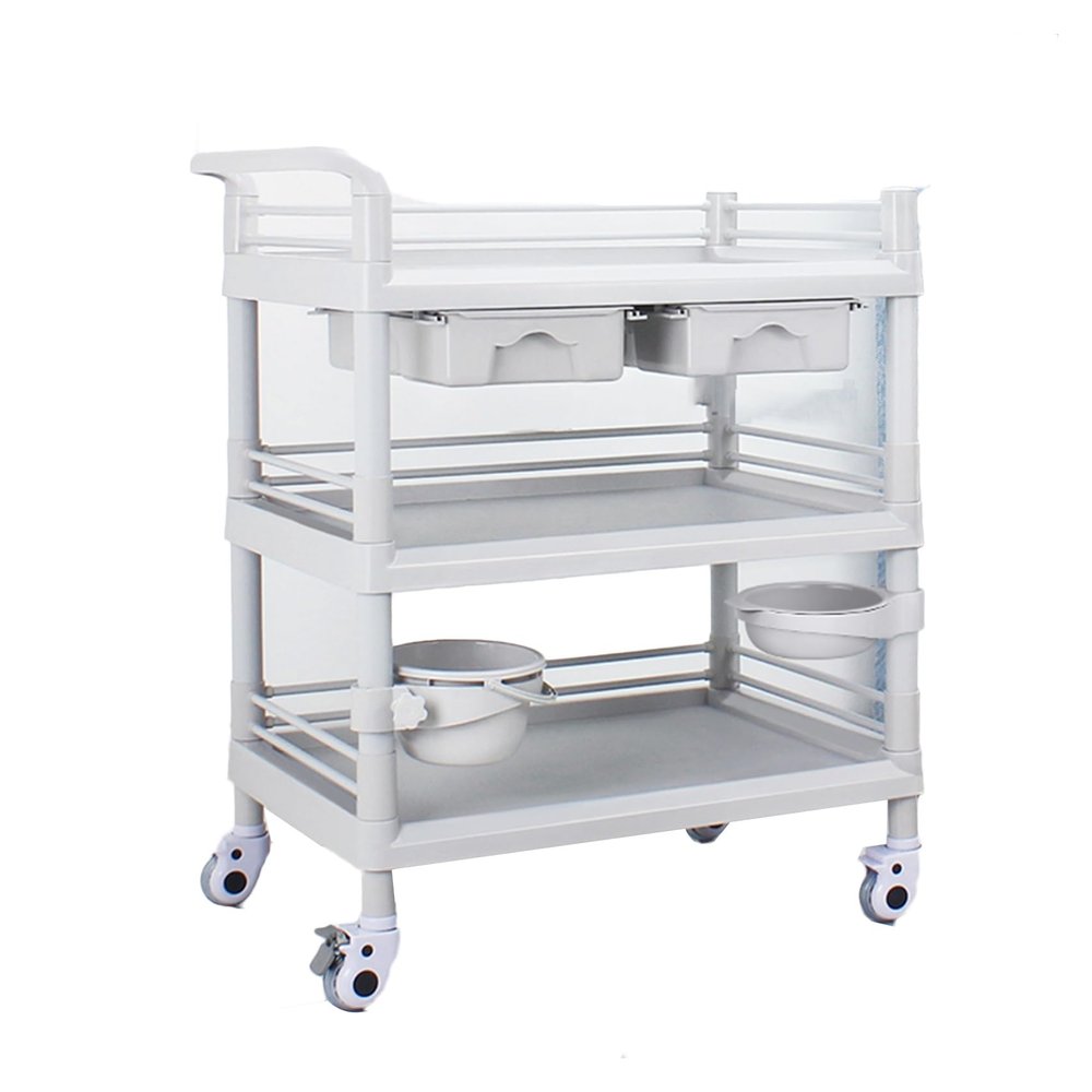 Beauty Salon Rolling Cart with Two Drawers and Organizer Shelves