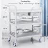 Beauty Salon Rolling Cart with Two Drawers and Organizer Shelves view 2