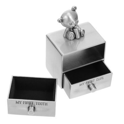 KOMBIUDA Bear-Shaped Keepsake Box with 2 Drawers for Children's Teeth