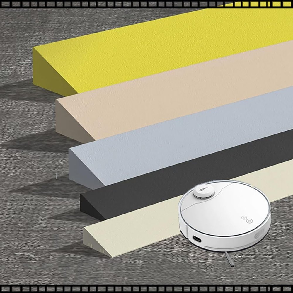 Threshold Ramp for Robot Vacuums and Wheelchairs, Cuttable Rubber Curb Ramp, Yellow, 8.5 cm High