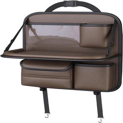 HBDTNTKF Car Seat Back Organizer for VW EOS (Type 1F) Coupe/Convertible 2006–2015, PU Leather, Small, Brown