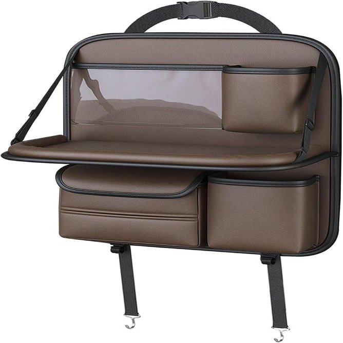 HBDTNTKF Car Seat Back Organizer for VW EOS (Type 1F) Coupe/Convertible 2006–2015, PU Leather, Small, Brown