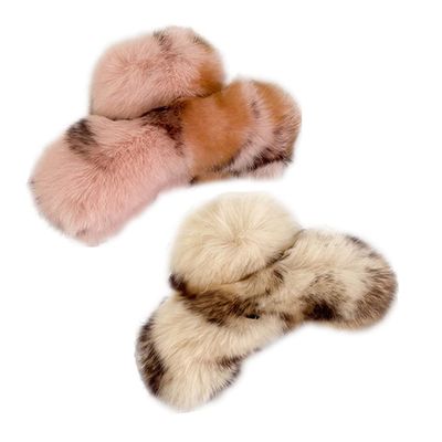 Plush Rabbit Fur Claw Hair Clip, Blue, 13 cm