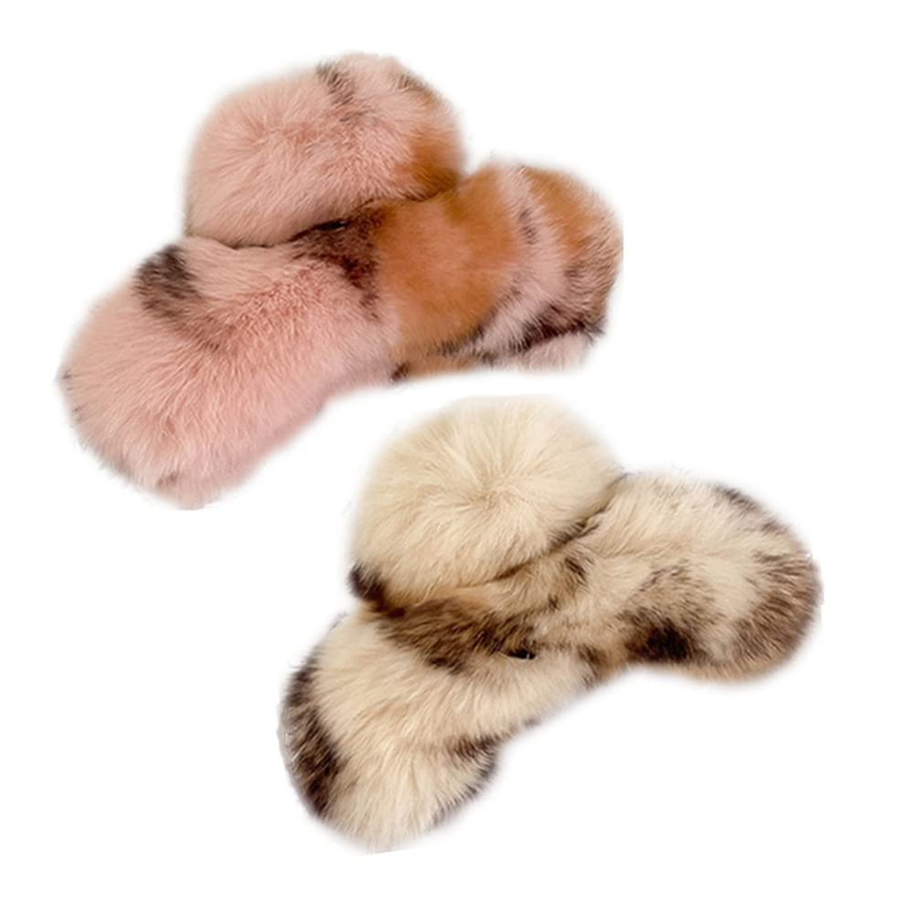 Plush Rabbit Fur Claw Hair Clip, Blue, 13 cm