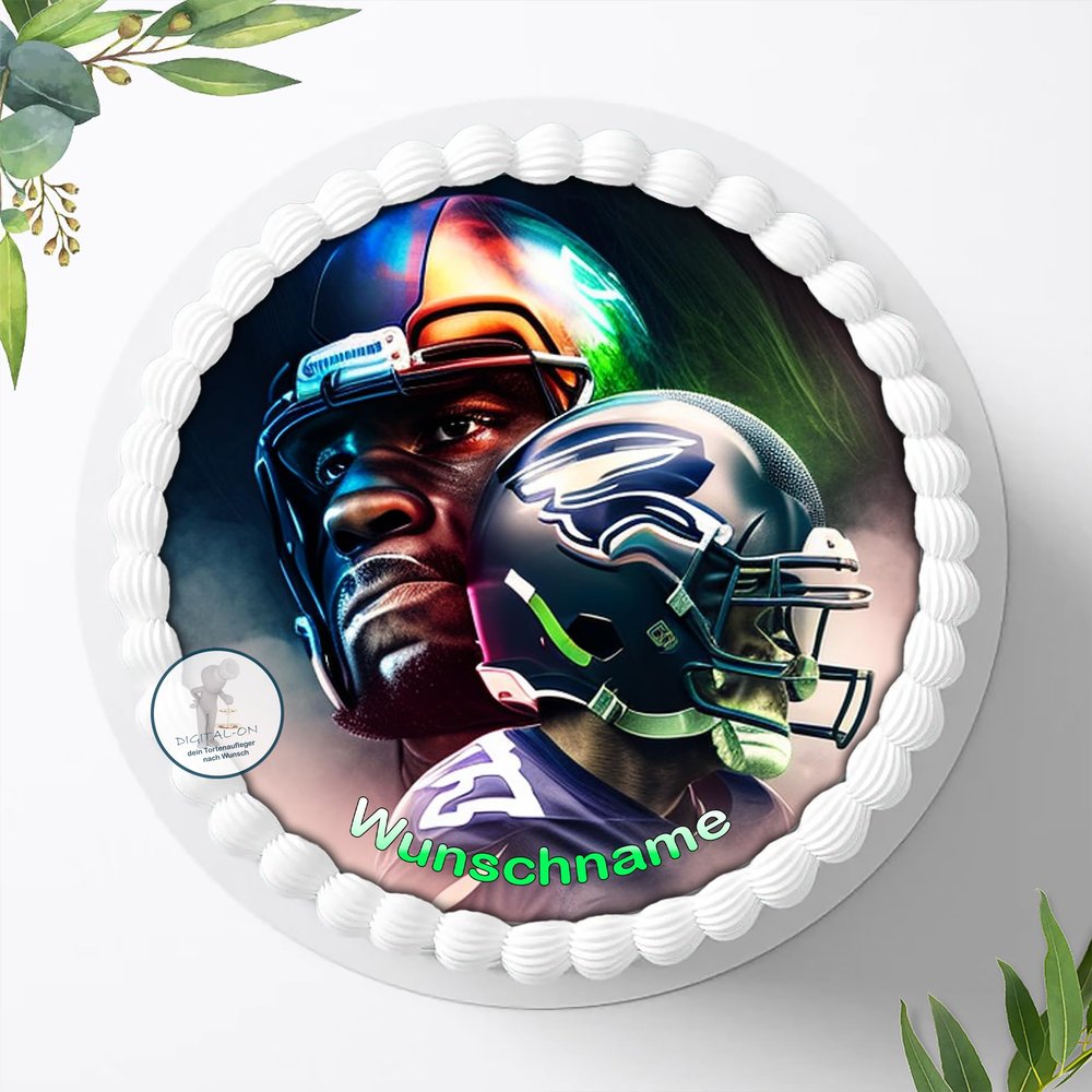 Personalized NFL Football Edible Cake Topper, 8 in