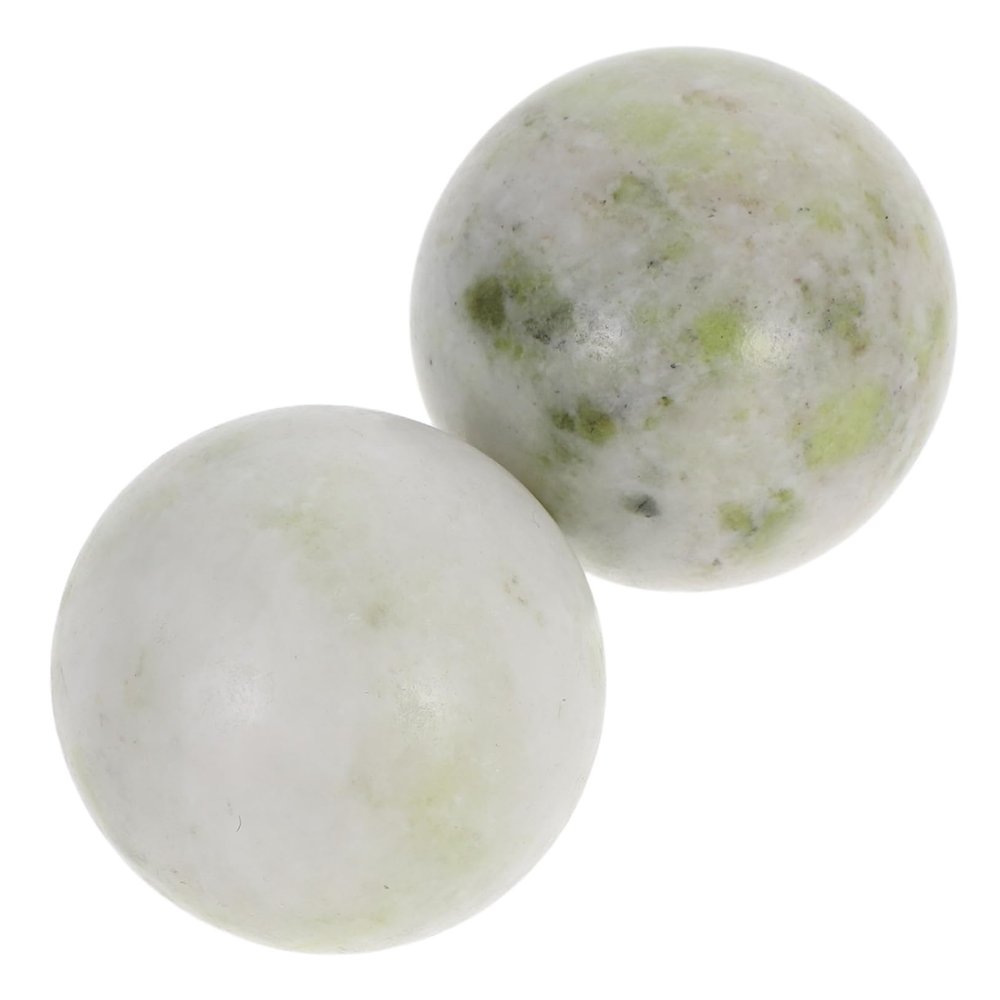 KOMBIUDA Jade Hand Exercise Balls with Storage Box, 2-Pack, Light Green