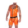GAYLOP Latex Catsuit, Handmade 2-Piece Top and Pants, Orange/Black, Size M view 1