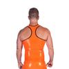 GAYLOP Latex Catsuit, Handmade 2-Piece Top and Pants, Orange/Black, Size M view 2