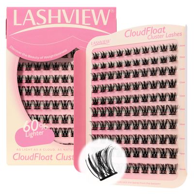 LASHVIEW CloudFloat Cluster Lashes, Natural Cluster Lash Extensions, Super-Thin Band & Soft Lashes, Reusable 10–16 mm MIX (13)