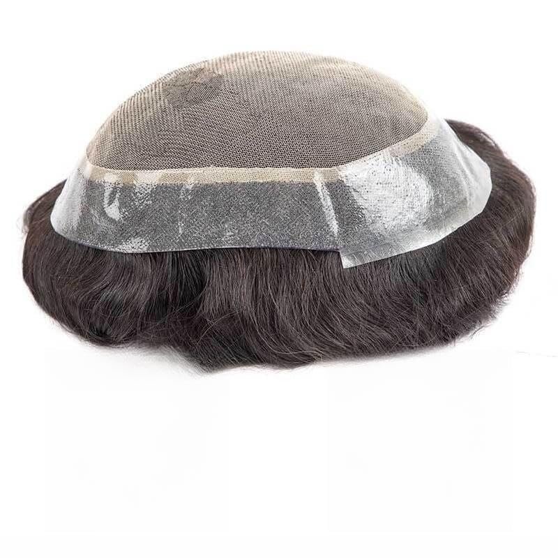 Men’s Human Hair Toupee with French Lace and PU Base