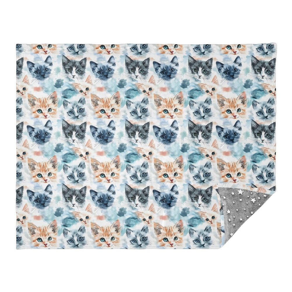 OWFKAY Fleece Throw Blanket, Microfiber Blanket for Bed and Couch, 140 x 178 cm, Watercolor Cat