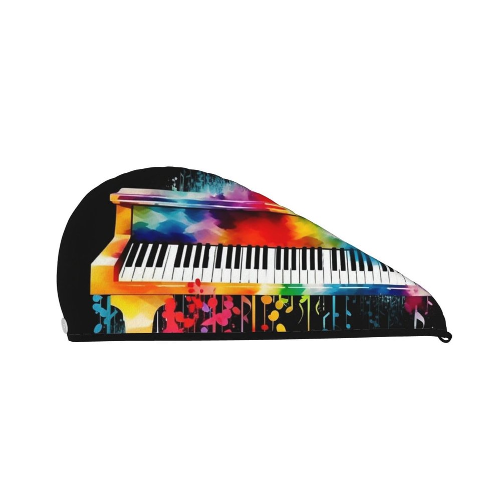 STVYUKL Colorful Piano-Note Coral Velvet Hair Drying Cap