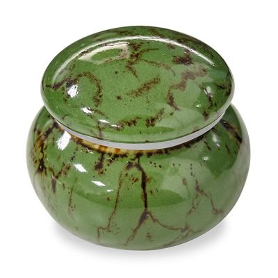 GOIYZTTR Mini Urn - Handmade Ceramic for Ashes (Green Forest)