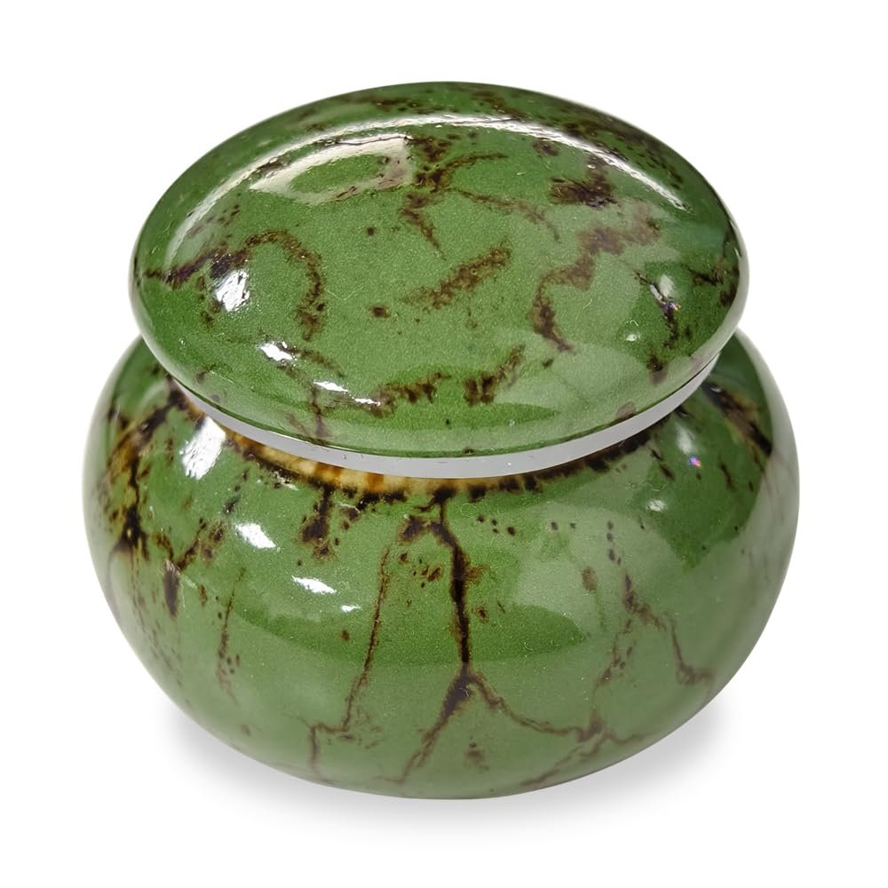 GOIYZTTR Mini Urn - Handmade Ceramic for Ashes (Green Forest)