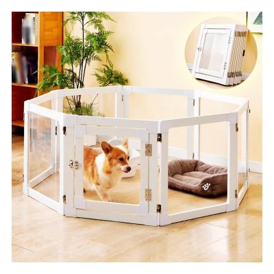 ZHENGQIAN Indoor Puppy Playpen, Transparent Pet Gate for Living Room, Kitchen and Stairs, for Dogs, Cats and Small Pets (H57 cm/22 in, 6 pcs)