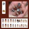 24 Elegant Plaid Press-On Nails with Delicate Bows view 2
