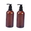 Gogogmee 2-Piece Brown Pump Bottles with Screw Caps, Reusable Dispenser Bottles for Shampoo, Soap, Essential Oils and More, Made of PET and PP view 1