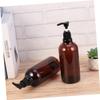 Gogogmee 2-Piece Brown Pump Bottles with Screw Caps, Reusable Dispenser Bottles for Shampoo, Soap, Essential Oils and More, Made of PET and PP view 2