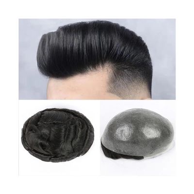 fengqingyunyan0304 Balding Men's Wig, 100% Human Hair Toupee, Thin Skin, Invisible V-Loop Hair System, Jet Black, 8 x 10