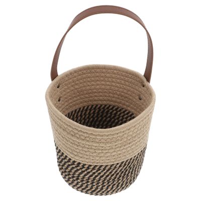 OKUMEYR Small Round Handwoven Cotton and Jute Hanging Wall Basket