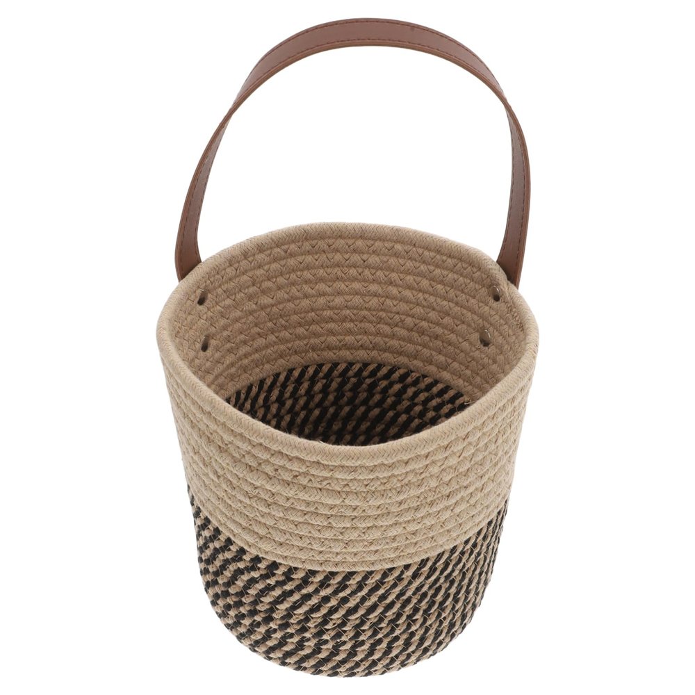 OKUMEYR Small Round Handwoven Cotton and Jute Hanging Wall Basket