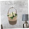 OKUMEYR Small Round Handwoven Cotton and Jute Hanging Wall Basket view 4