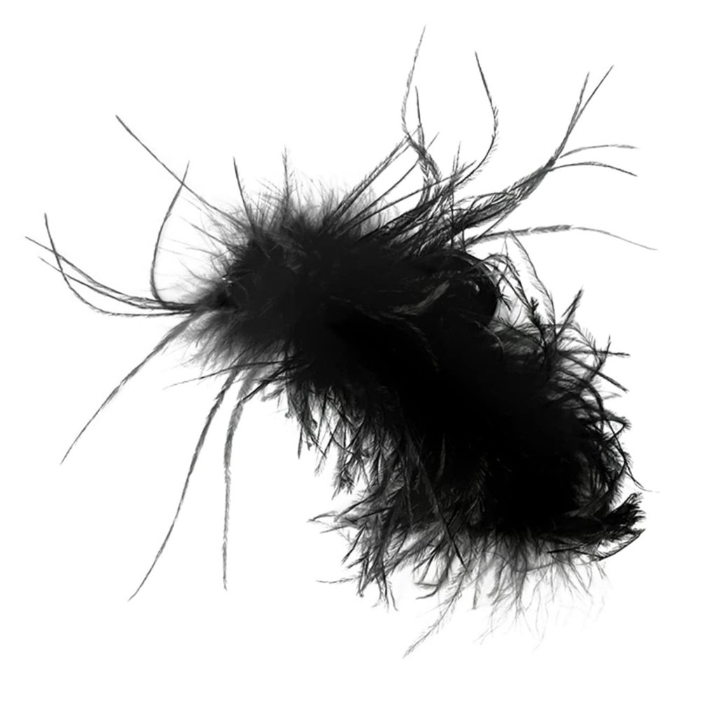 Elegant Black Hair Clip with Feather Tuft and Strong Hold for Women