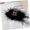 Elegant Black Hair Clip with Feather Tuft and Strong Hold for Women view 3