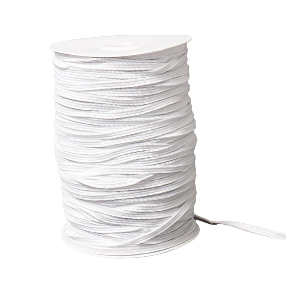 OHPHCALL Comfortable Mask Elastic, 3 mm, White, 80-Yard Roll, Replacement Band for DIY Mask Making and Accessories