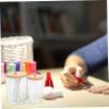 Anneome Cotton Swab Organizer with Wooden Lid, Stackable Storage Box for Cotton Pads, White, for Bathroom and Vanity view 3