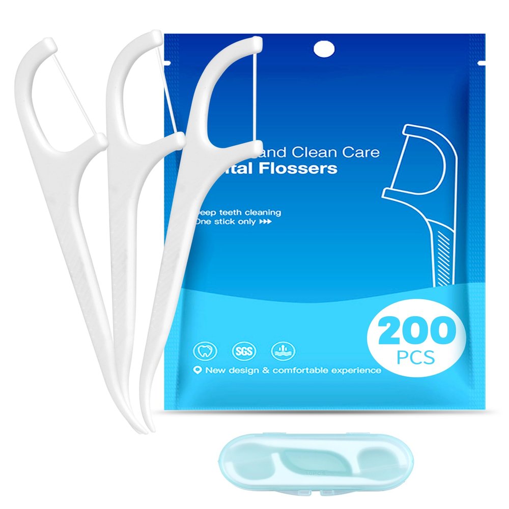 200+10 Dental Floss Picks with Toothpick and Travel Case