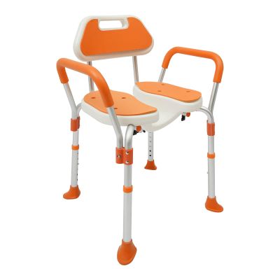 Adjustable Shower Chair with Armrests, Backrest, and Padded Non-Slip Seat