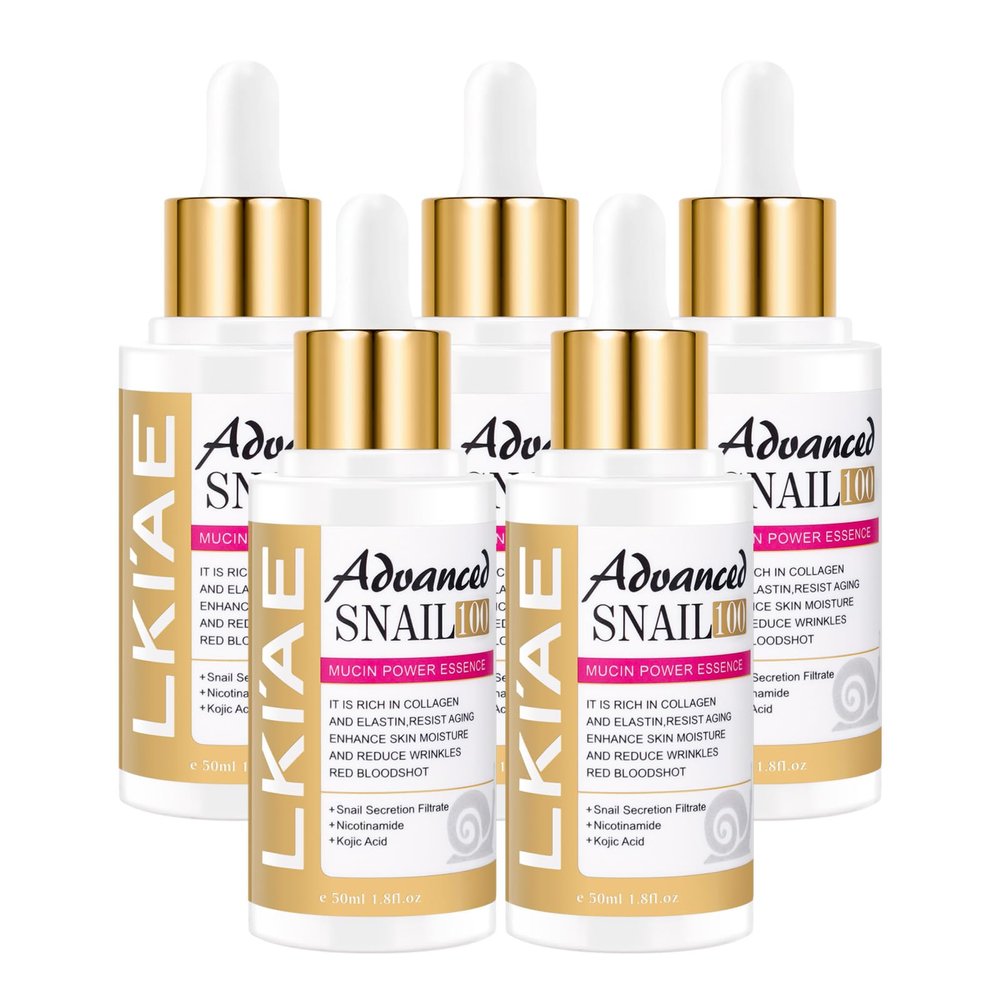 LKIAE Snail Brightening Serum with Collagen and Niacinamide, 50 mL (Pack of 5)