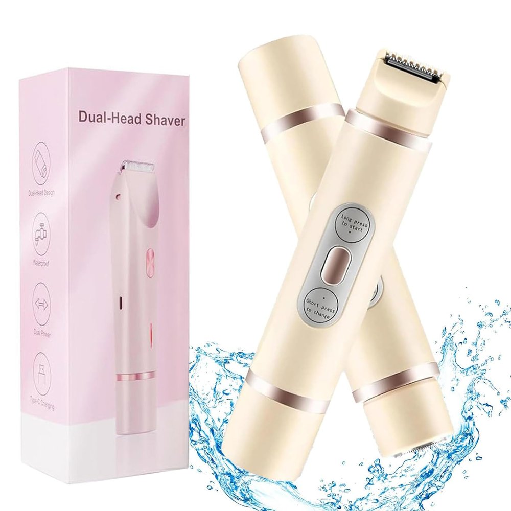 Comfort 2-in-1 Electric Lady Shaver, USB Rechargeable Dual-Head Wet & Dry Razor, Beige
