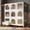 Large 2/3-Tier Cat Playpen with Wheels, Litter Box and Foldable Metal Wire Cage view 2