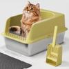 Kioxiuin Large 20-Liter Stainless Steel Cat Litter Box with Double-Layer Litter Insulation Pad, Semi-Enclosed Design, Dark Gray view 1