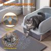 Kioxiuin Large 20-Liter Stainless Steel Cat Litter Box with Double-Layer Litter Insulation Pad, Semi-Enclosed Design, Dark Gray view 2