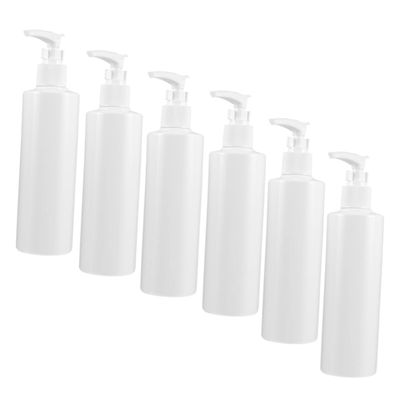 6-Pack 250 ml Plastic Lotion Bottles with Pumps, White