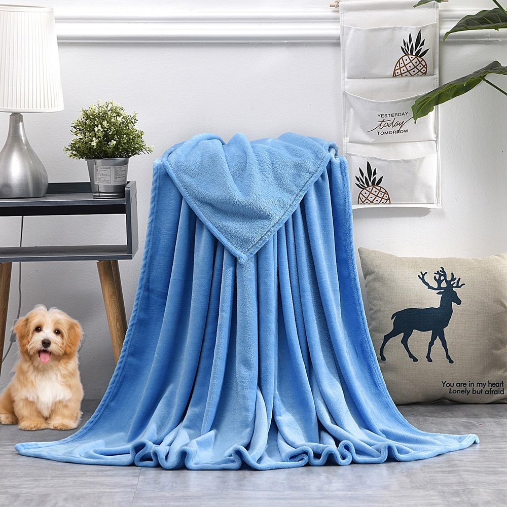 GAIFNAG Personalized Plush Fleece Blanket with Photos, 80 x 200 cm, Sky Blue