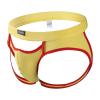 Genrico Men's Jockstrap Suspensorium Thong, Transparent Hollow Slip, Yellow, Large view 1
