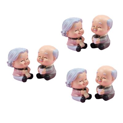 MAGICLULU 3 Sets of Elderly Couple Cake Decorations