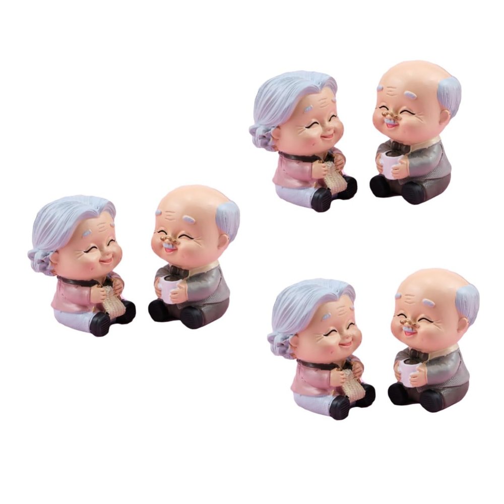 MAGICLULU 3 Sets of Elderly Couple Cake Decorations