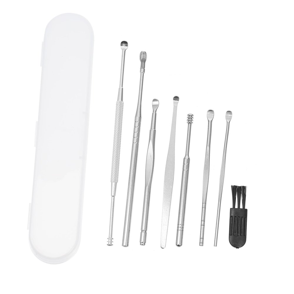 Healvian 2-Piece Earwax Remover Set with Portable Ear-Cleaning Tools, Black Brush, and Storage Box
