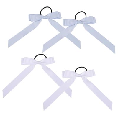 FRCOLOR 4-Pack Hair Ties with Silk Fabric Bows, Soft and Hair-Protective, for Girls and Women