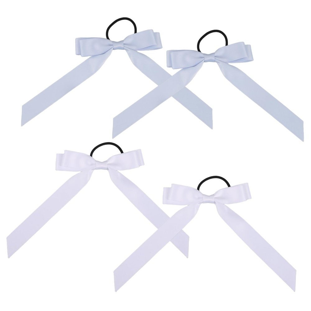 FRCOLOR 4-Pack Hair Ties with Silk Fabric Bows, Soft and Hair-Protective, for Girls and Women