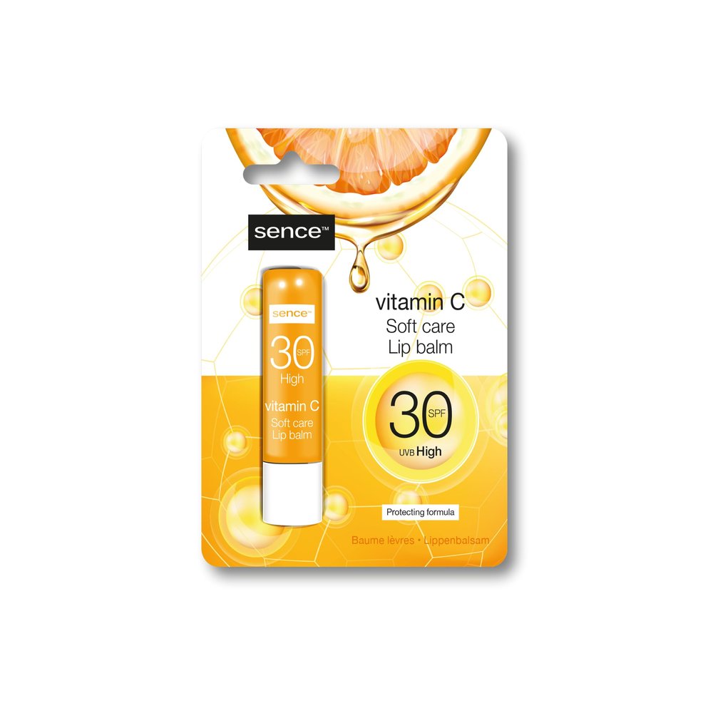Sence Vitamin C Lip Balm SPF 30 with Vitamin E and Olive Oil, Vegan, 2-Pack