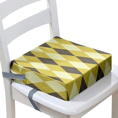 Surwin Non-Slip Booster Seat Cushion for Children, Khaki Plaid, 40 x 40 x 10 cm