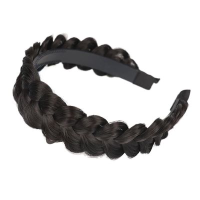 Fishtail Braid Wig with Integrated Headband and Skull Decoration (Brown/Black)